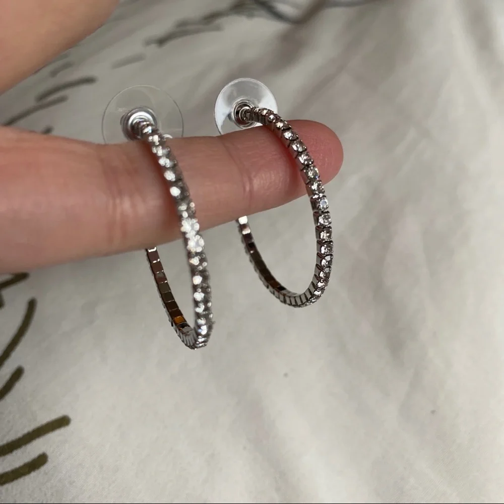 Small Rhinestone Hoop Earrings
